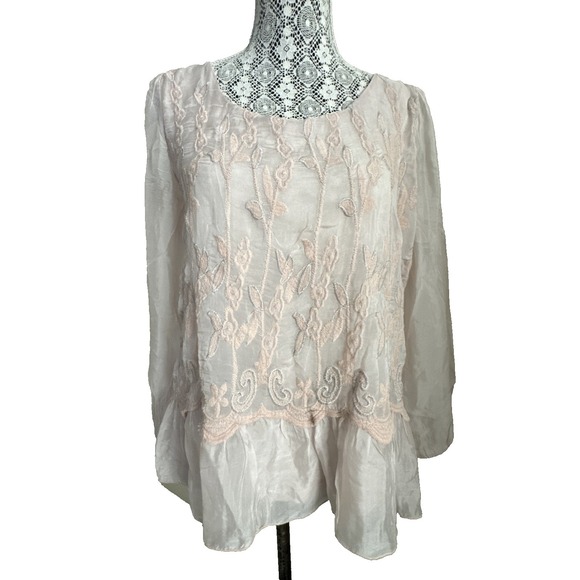 Elena Baldi Tops - Elena Baldi Shirt Size S‎ Made In Italy Silk Cottagecore  peasant pink BOHO